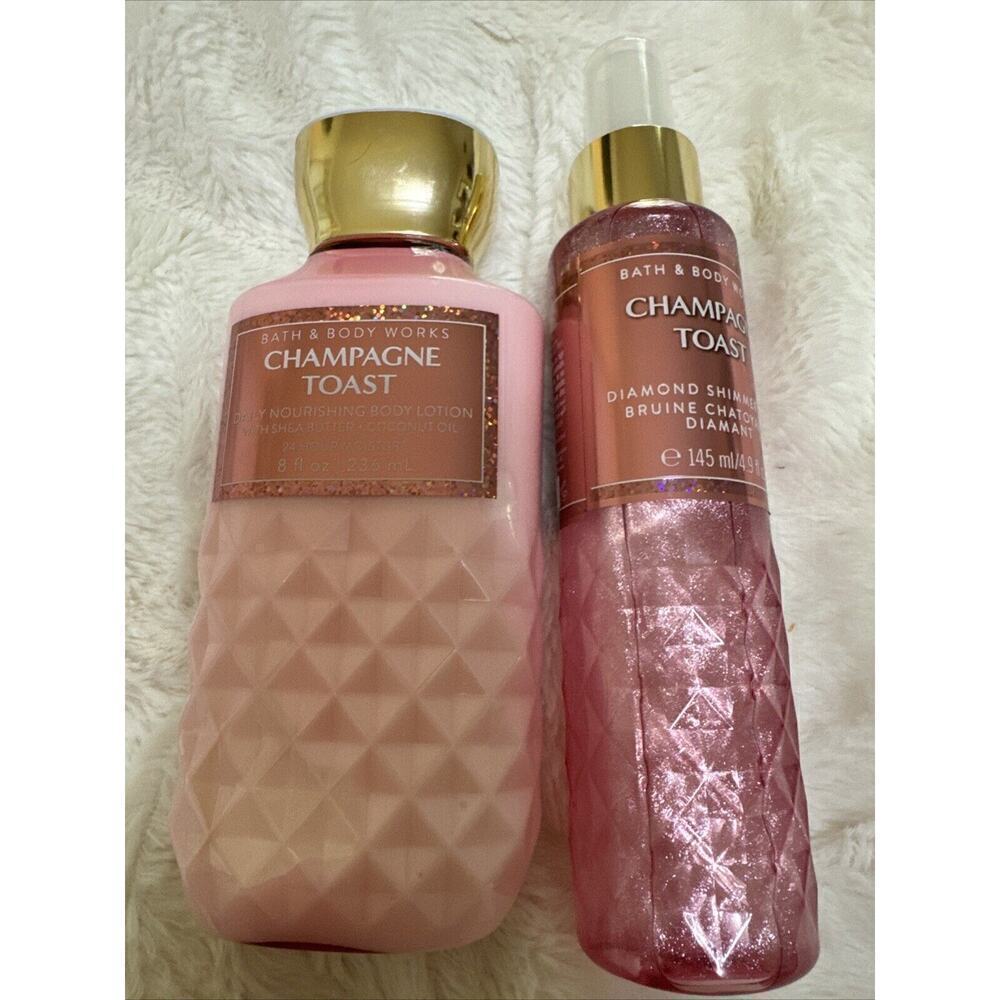 Bath And Body Works Champagne Toast Lotion 8 oz & Diamond Shimmer Mist 4.9oz